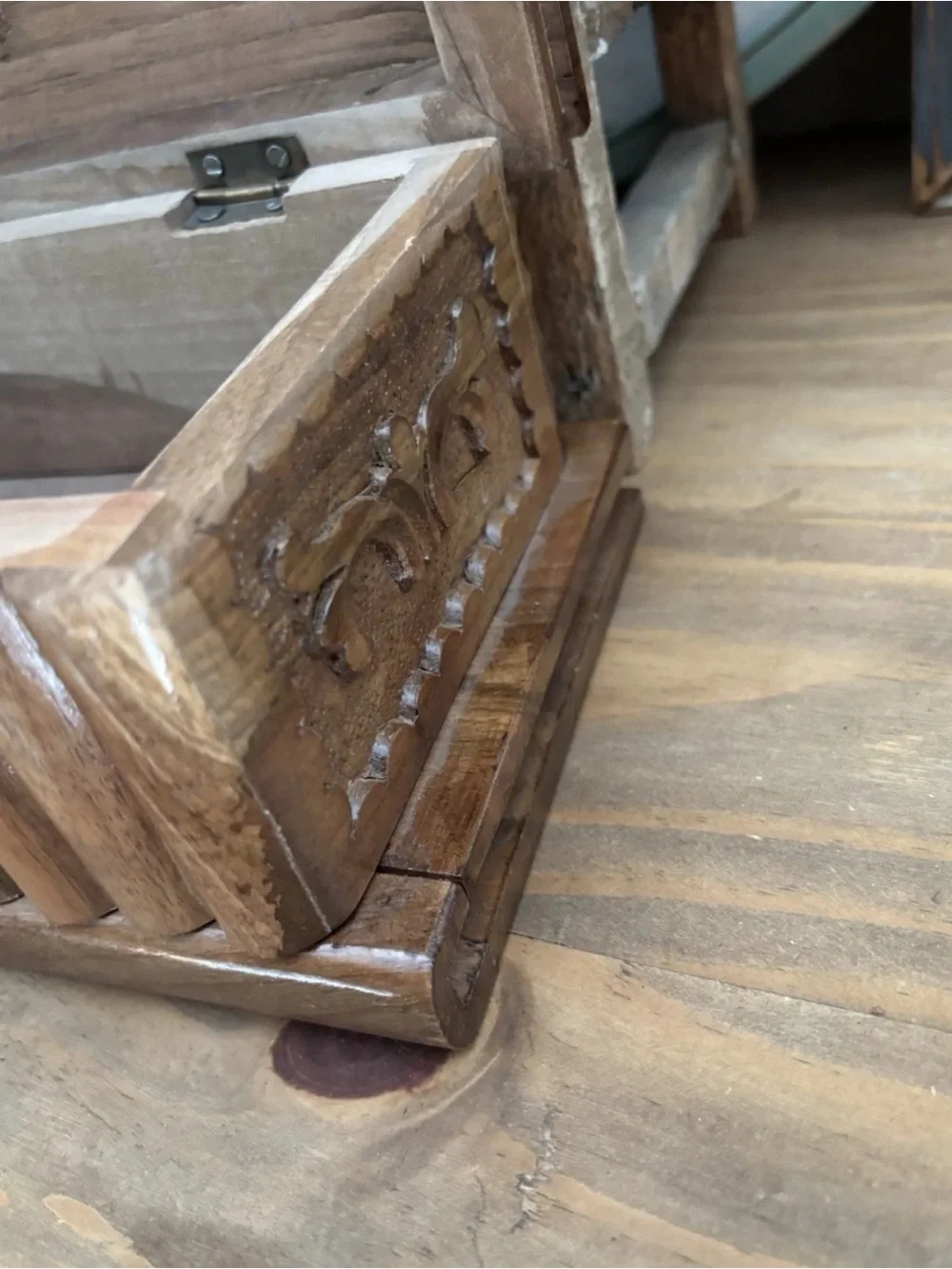 VTG Azores Portuguese Hand Carved Solid Wooden Puzzle Box